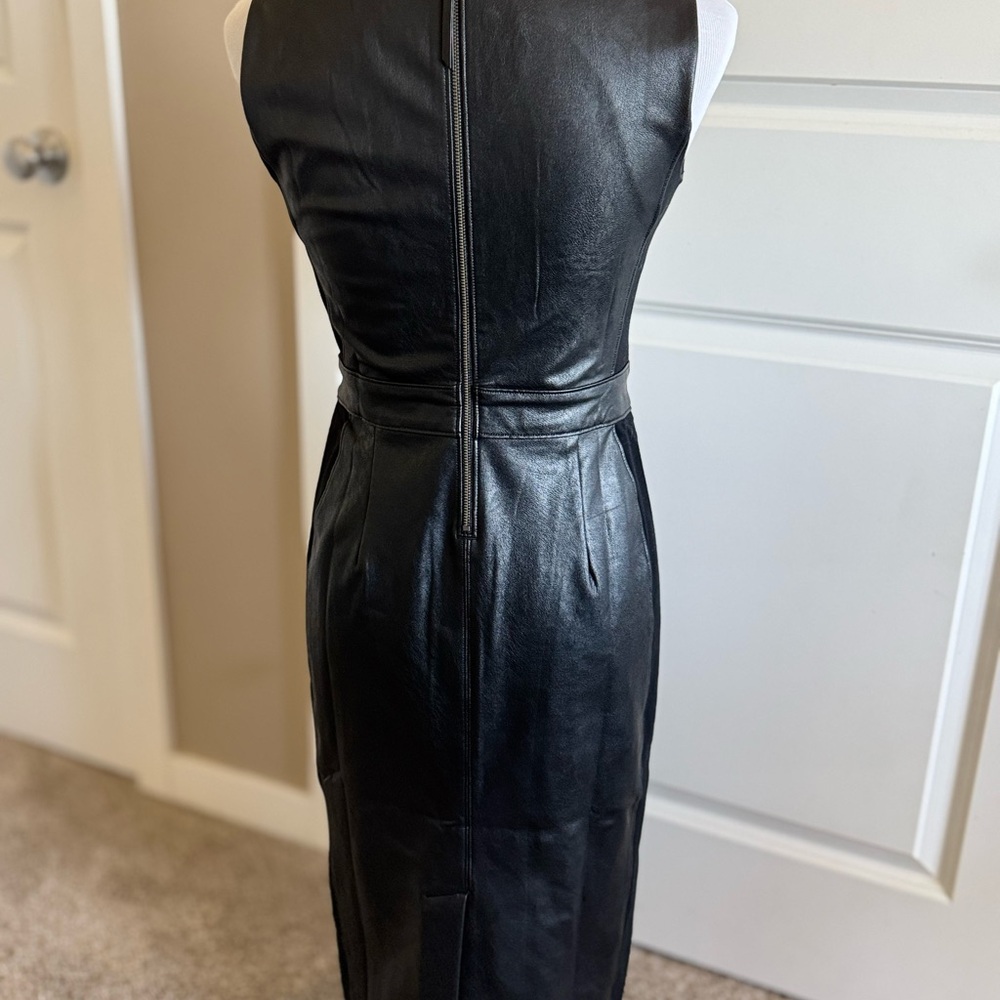 SPANX Black Midi Faux Leather Dress, S - Picture 3 of 4